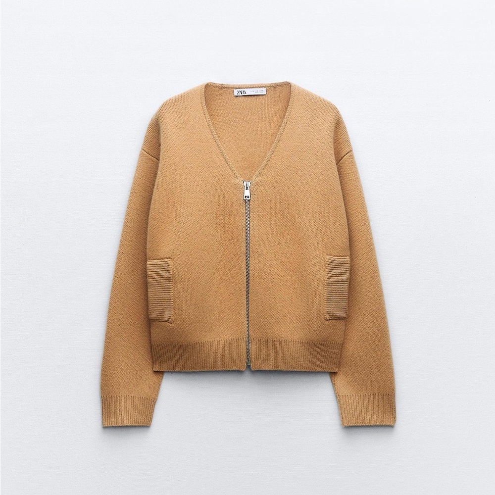 Zara 100% Wool Zippered Shirt Sweater